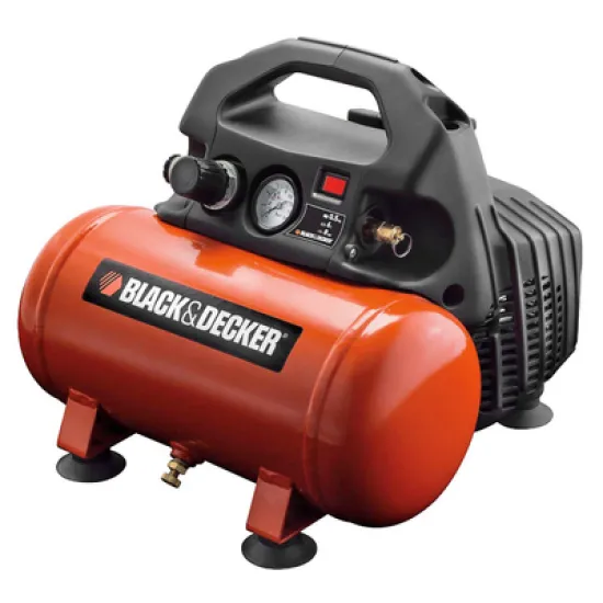 Компресор Black & Decker с електродвигател безмаслен 8 bar, 0.5 к.с., 6 л, 55 л/мин, BD 55/6