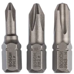 Накрайник бит Bosch комплект PH 3 бр., 1, 2 и 3 мм, 1/4, 25 мм, Extra Hard Накрайник бит Bosch комплект PH 3 бр., 1, 2 и 3 мм, 1/4, 25 мм, Extra Hard