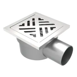 Сифон Akvo подов със странично оттичане пластмасов, с клапа 100х100 мм, ф 50 мм, квадратна решетка Сифон Akvo подов със странично оттичане пластмасов, с клапа 100х100 мм, ф 50 мм, квадратна решетка