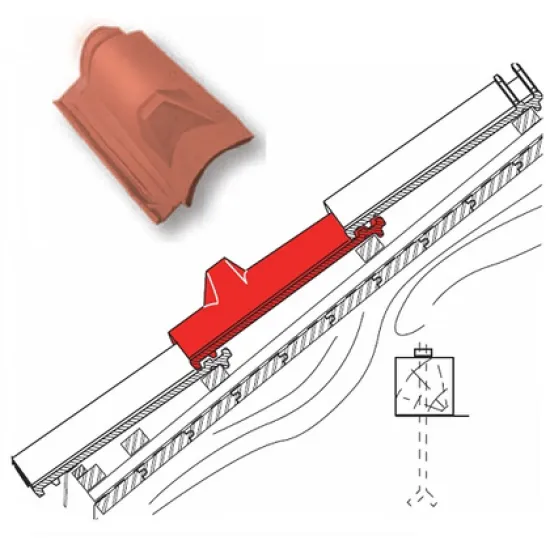 Керемида снегозадържаща керамична 440х270 мм, червена Керемида снегозадържаща керамична 440х270 мм, червена