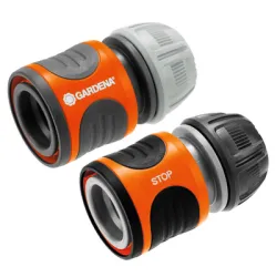 Съединител Gardena за маркуч с бърза връзка и с клапа пластмасов комплект 2 бр. 1/2 и 5/8 Съединител Gardena за маркуч с бърза връзка и с клапа пластмасов комплект 2 бр. 1/2 и 5/8