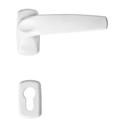 Дръжка Metal реверсивна за секретна брава за PVC дограма с розетка бяла, Unimet 1
