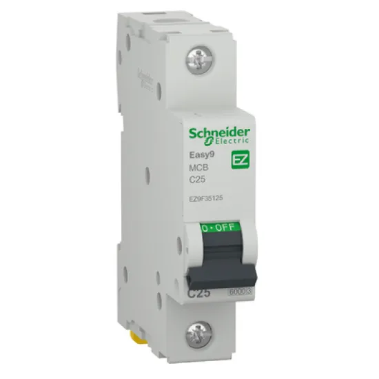 Прекъсвач Schneider Electric автоматичен еднополюсен за DIN шина 25 A, 230 V, 6 kA, крива C, 1P, Easy 9