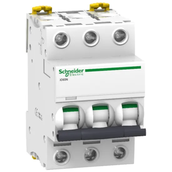 Прекъсвач Schneider Electric автоматичен триполюсен за DIN шина 63 A, 440 V, 6 kA, крива B, 3P, Acti 9 iC60