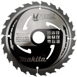 Диск Makita метален HM за рязане на дърво напречно и надлъжно подаване 185x30x2 мм, 24 z, Mforce