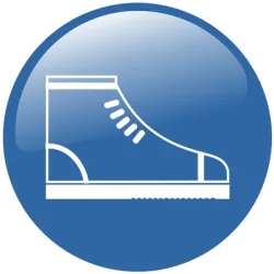 Знак Totem лепенка задължителен Трябва да се носят защитни обувки ф 150 мм Знак Totem лепенка задължителен Трябва да се носят защитни обувки ф 150 мм