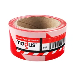 Лента Magus сигнално-маркировъчна полиетиленова 70 мм, 200 м, червено и бяло