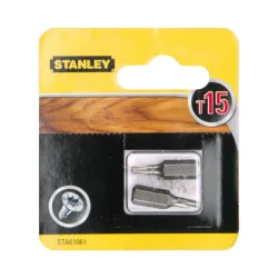 Накрайник бит Stanley TX Torx 2 бр., TX 15, 1/4, 25 мм, STA61061 Накрайник бит Stanley TX Torx 2 бр., TX 15, 1/4, 25 мм, STA61061