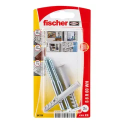 Дюбел Fischer пластмасов многоцелеви комплект с Г-образна кука, 2 бр./блистер ф 8х60 мм, S RW K NV Дюбел Fischer пластмасов многоцелеви комплект с Г-образна кука, 2 бр./блистер ф 8х60 мм, S RW K NV