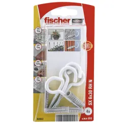 Дюбел Fischer пластмасов многоцелеви комплект с отворена кука, 4 бр./блистер ф 6x30 мм, SX RH Дюбел Fischer пластмасов многоцелеви комплект с отворена кука, 4 бр./блистер ф 6x30 мм, SX RH