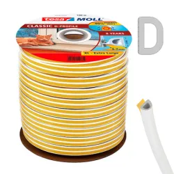 Лента Tesa уплътнителна за дограма, D-образна гума, 9 мм, 100 м, бяла, Тesamoll Лента Tesa уплътнителна за дограма, D-образна гума, 9 мм, 100 м, бяла, Тesamoll