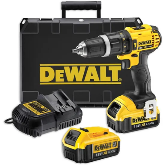 Акумулаторна ударна бормашина DeWALT    с 2 батерии и зарядно, 18 V, 4 Ah, 60 Nm, 0-2000 об./мин, 1.5-13 мм DCD785M2