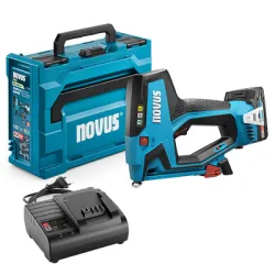 Такер Novus акумулаторен за гвоздеи и скоби с 1 батерия и зарядно, 18 V, 2 Ah, Е, 16 мм, A, H, 6-14 мм J-550 Такер Novus акумулаторен за гвоздеи и скоби с 1 батерия и зарядно, 18 V, 2 Ah, Е, 16 мм, A, H, 6-14 мм J-550