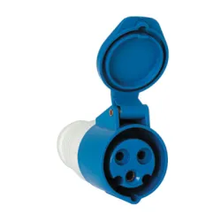 Контакт Elmark промишлен монофазен, противовлажен 32 A, 200-250 V, 2P+E, 44 IP, син, HT Контакт Elmark промишлен монофазен, противовлажен 32 A, 200-250 V, 2P+E, 44 IP, син, HT