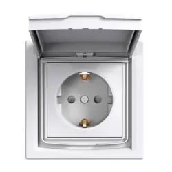 Контакт Schneider Electric интериорен единичен с капак скрит монтаж, 16 A, 2P+E, 44 IP, бял, Asfora Контакт Schneider Electric интериорен единичен с капак скрит монтаж, 16 A, 2P+E, 44 IP, бял, Asfora