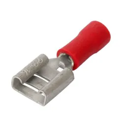 Обувка кабелна с изолация женска, плоска 0.5-1.5 мм2, 5 мм, червена, TRA48 Обувка кабелна с изолация женска, плоска 0.5-1.5 мм2, 5 мм, червена, TRA48