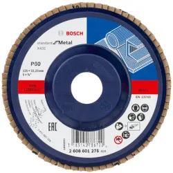 Диск Bosch ламелен от шкурка за шлайфане на метал 125x22.23 мм, P60, прав, Standard for Metal X431 Диск Bosch ламелен от шкурка за шлайфане на метал 125x22.23 мм, P60, прав, Standard for Metal X431
