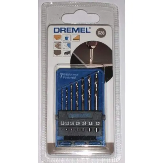 Свредло Dremel за метал комплект 0.8-3.2 мм, HSS, 7 бр., 628