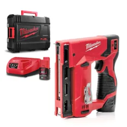 Такер Milwaukee акумулаторен  12 V, 2 Ah, за скоби тип Т11, Т140, T50 - 6-14 мм, M12 BST-202X Такер Milwaukee акумулаторен  12 V, 2 Ah, за скоби тип Т11, Т140, T50 - 6-14 мм, M12 BST-202X