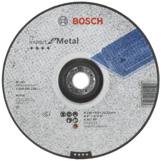 Диск Bosch карбофлексен за шлайфане на метал 230х22.2х6 мм, Expert for Metal