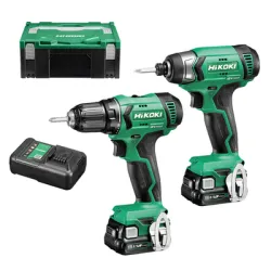 Комплект HiKOKI - Hitachi акумулаторни инструменти  WH12DA, DS12DA, 12 V, 2.5 Ah, KC12DA