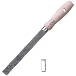 Рашпила Ajax за дърво плоска с дървена дръжка 250 мм, Cut2 полуфина, 12 зъба на см, PRO/R Рашпила Ajax за дърво плоска с дървена дръжка 250 мм, Cut2 полуфина, 12 зъба на см, PRO/R