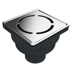 Сифон Akvo подов с долно оттичане пластмасов, с воден затвор и клапа 100х100 мм, ф 50 мм, квадратна решетка, 3000-50-2A