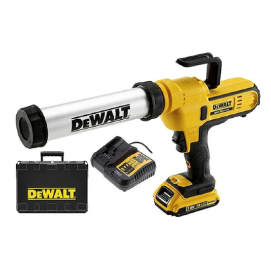 Пистолет DeWALT акумулаторен за уплътнители тип салам 18 V, 2 Ah, 2500 N, 0.31-0.415 л, DCE571D1