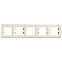 Рамка Schneider Electric декоративна за ключове и контакти 5 модула, крем, Asfora Рамка Schneider Electric декоративна за ключове и контакти 5 модула, крем, Asfora