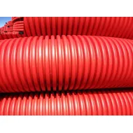 Тръба Konti електроизолационна за защита на проводници HDPE гофрирана двупластова ф 63 мм, 50 м, червена