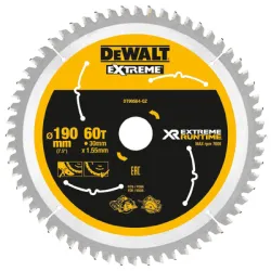 Диск DeWALT метален HM за рязане на дърво напречно подаване 190x30x1.55 мм, 60 z, Extreme