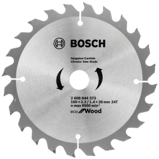 Диск Bosch метален HM за рязане на дърво напречно и надлъжно подаване 160x20x2.2 мм, 24 z, Eco for Wood