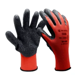 Ръкавици Wurth топени в латекс полиестерни размер 10, червено и черно, RED LATEX GRIP Ръкавици Wurth топени в латекс полиестерни размер 10, червено и черно, RED LATEX GRIP
