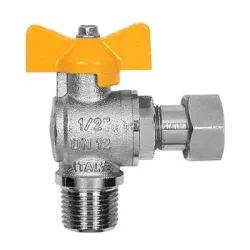 Кран Itap SpA сферичен за газ ъглов с гайка 1/2, 5 bar, резба М <> резба Ж, London