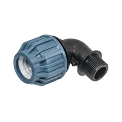 Коляно Elysee PP бърза връзка за PE тръби външна резба ф 110 мм x 4, 16 bar, 90 °, 332A Коляно Elysee PP бърза връзка за PE тръби външна резба ф 110 мм x 4, 16 bar, 90 °, 332A