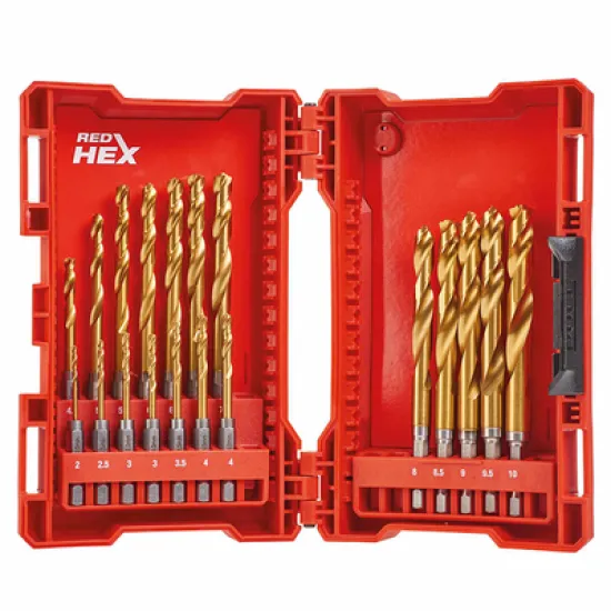 Свредло Milwaukee за метал  2-10 мм, HSS-G TiN, 19 бр., Shockwave Red Hex