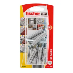 Дюбел Fischer пластмасов многоцелеви комплект с винт PZ, 10 бр./блистер ф 8x40 мм, SX GK S K NV