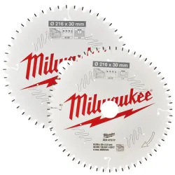 Диск циркулярен за рязане Milwaukee комплект 2 бр. с HM пластини за дърво   216 мм, 30 мм, 2.4 мм, 48/60 z CSB MS Диск циркулярен за рязане Milwaukee комплект 2 бр. с HM пластини за дърво   216 мм, 30 мм, 2.4 мм, 48/60 z CSB MS