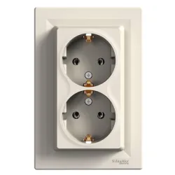 Контакт интериорен Schneider Electric двоен скрит монтаж 16 A, 2 x 2P+E, 20 IP, крем Asfora Контакт интериорен Schneider Electric двоен скрит монтаж 16 A, 2 x 2P+E, 20 IP, крем Asfora