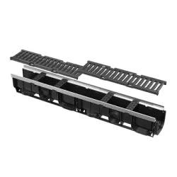Канал Alca Plast отводнителен с чугунена решетка 110x132 мм, 1 м, 250 kN, AVZ103-R202 Канал Alca Plast отводнителен с чугунена решетка 110x132 мм, 1 м, 250 kN, AVZ103-R202