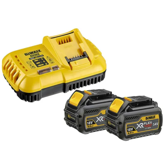 Батерия DeWALT Li-Ion комплект със зарядно устройство 18/54 V, 2/6 Ah, 2 бр., DCB118T2