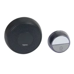 Звънец Legrand безжичен с 15 мелодии обхват 100 м, 80 dB(A), черен Звънец Legrand безжичен с 15 мелодии обхват 100 м, 80 dB(A), черен