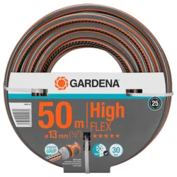 Маркуч Gardena градински за поливане двуслоен, с PES армировка 13 мм, нагнетателен, 30 bar, PVC, черно/оранжево, Comfort High FLEX Маркуч Gardena градински за поливане двуслоен, с PES армировка 13 мм, нагнетателен, 30 bar, PVC, черно/оранжево, Comfort High FLEX