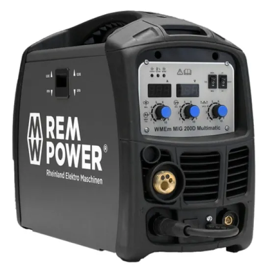 Апарат заваръчен REM Power MIG/MAG и MMA стомана 0.6-1 мм, 200 A, 230 V, WMEm MIG 200D