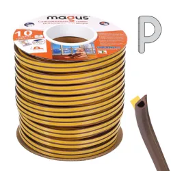 Лента Magus уплътнителна за дограма, Р-образна гумена, 100 м, кафява Лента Magus уплътнителна за дограма, Р-образна гумена, 100 м, кафява