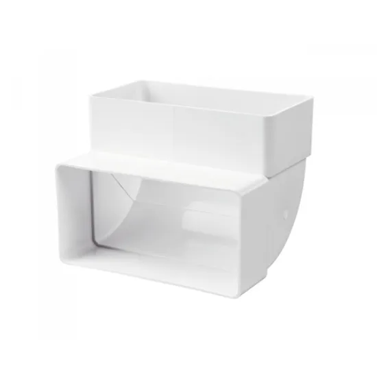 Коляно Vents за въздуховод PVC вертикално 120x60/120x60 мм, бяло