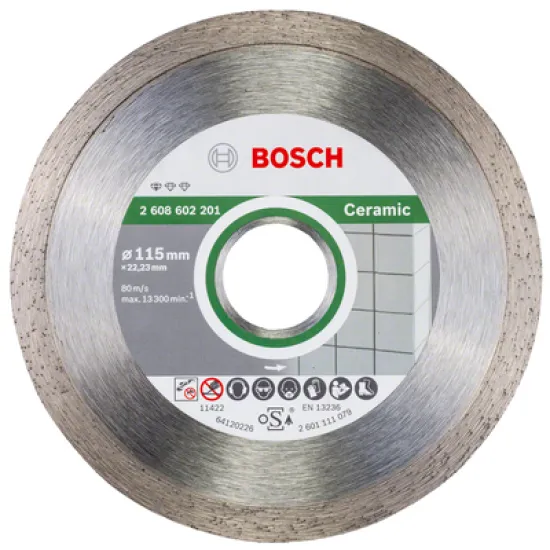 Диск Bosch диамантен за сухо рязане на керамични плочки 115x22.23x1.6 мм, 7 мм, Standard for Ceramic