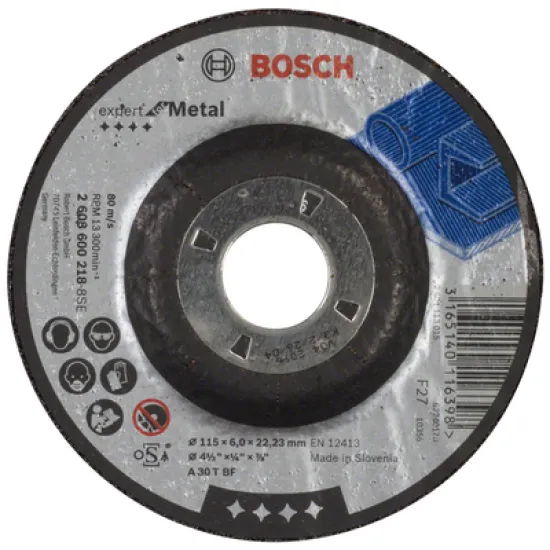 Диск Bosch карбофлексен за шлайфане на метал 115х22.23х6 мм, Expert for Metal