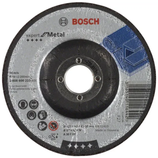 Диск Bosch карбофлексен за шлайфане на метал 125х22.2х6 мм, Expert for Metal