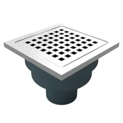 Сифон Akvo подов с долно оттичане пластмасов, с воден затвор и клапа 114х114 мм, ф 50 мм, квадратна решетка, 3005-50-A